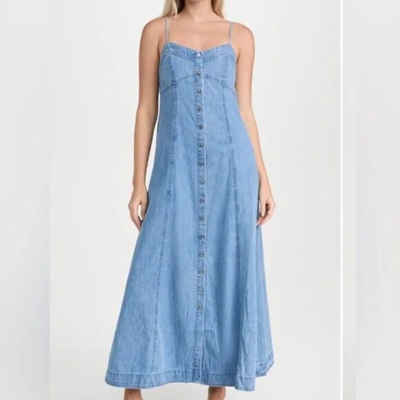 Free People Just Jill Denim Maxi Dress Size XS - Picture 1 of 5